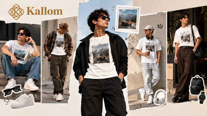 Styled photo print t-shirt paired with jeans and layered jacket for a casual look